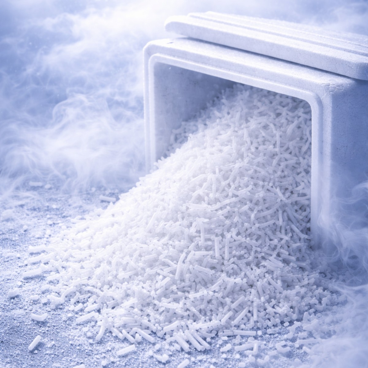 Suchy Lód Granulat 3 mm 1 produkcja granulatu lodu w zbiorniku z odparowującym dwutlenkiem węgla